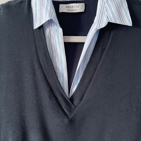 Bailey 44 Layered Look Mini Shirt Dress Women's Blue Small Preppy Chic Casual - Picture 3 of 7